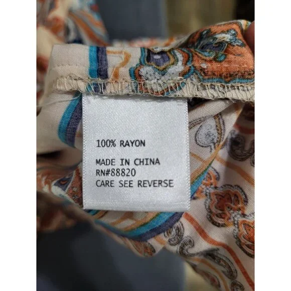 Lucy & Laurel Tunic Blouse Women's SZ L Boho Multicolored Paisley 3/4 Sleeve - Picture 7 of 7